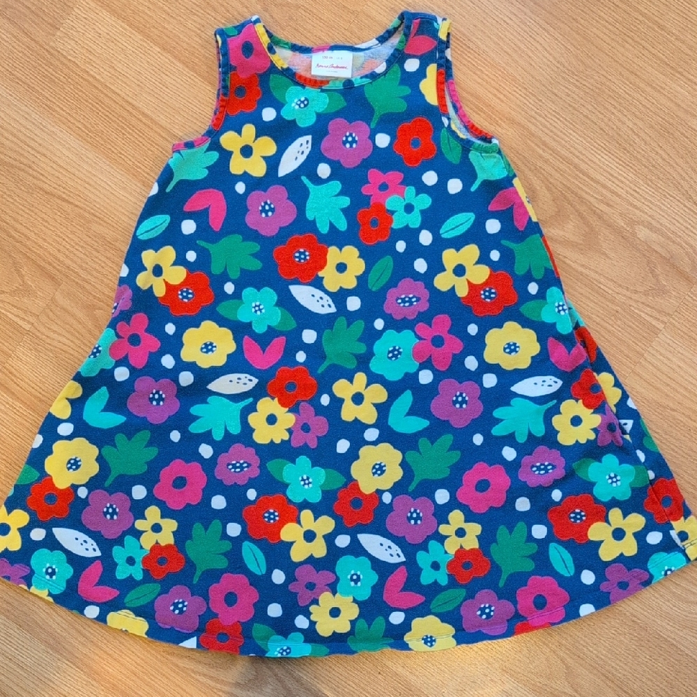 Hanna Andersson Kids Dress - Blue with Colorful Floral Print